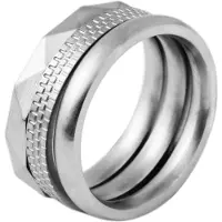Akzent Fingerring "Dacia, silberfarbig, langlebig" Gr. 54, silber (silberfarbig), Fingerringe, Damen, 54, Edelstahl, Fingerring