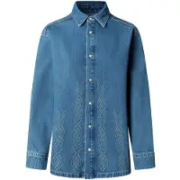Pepe Jeans für Damen. PL3051442 Jacke Ellen Ikat blau (XL), Lässig, Baumwolle, Denim
