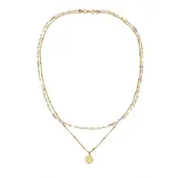 Elli Silberkette "Halskette Layer Glas Beads Pastell Plättchen Anhänger 925 Sterling Silber" Gr. 42, gold, Halsketten, Damen, Silber 925 (Sterlingsilber), Silberkette