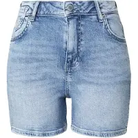 Mustang Mom-Jeans "Damen Style Charlotte Shorts", Damen, Gr. 31, blau (blau 401), Denim/Jeans, 99% Baumwolle, 1% Elasthan, unifarben, bequem, Jeans Mom-Jeans