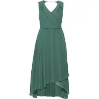 Sheego Maxikleid "Abendkleid Abendkleid in Wickeloptik, aus Chiffon", Damen, Gr. 52, N-Gr, grün (opalgrün), Elegant, V-Ausschnitt, Kleider Maxikleid, in Wickeloptik