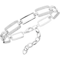 Smart Jewel Armband "Armband rechteckige Glieder, Zirkonia Steine, Silber 925", silber, Armbänder, Damen, Silber 925 (Sterlingsilber), Armband