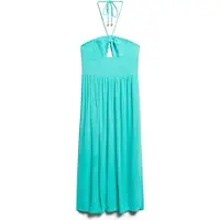 Superdry für Damen. W8011660A Midikleid mit blauem Cut-Out-Muster (L), Lässig, Viskose, Ärmellos / Hosenträger