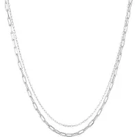 Elli Silberkette "Halskette Layer Glieder Oval Basic Chunky Chain 925 Silber" Gr. 40, silber, Halsketten, Damen, Silber 925 (Sterlingsilber), Silberkette
