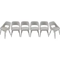 Signature - Set mit 6 Stühlen aus grauem Stoff mit Metallbeinen L51 cm - ELODIE