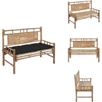 vidaXL Gartenbank mit Auflage 120 cm Bambus - Gartenbänke