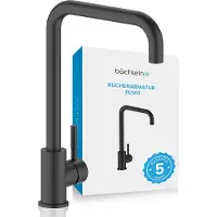 Bächlein Küchenarmatur 360 Grad schwenkbar Farbe schwarz matt – Einhand-Spültischbatterie mit 360° schwenkbarem Auslauf, Wasserhahn für die Küche in extra massiver Ausführung