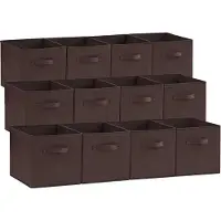 OEM 12 Stoffen Opbergkisten, Vliesstof-Opbergkisten mit Griff, Kledingopslag, 26,5 x 26,5 x 28 cm, Braun