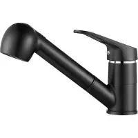 Markenlos Küchenarmatur mit ausziehbarem Dual Spray und 360° drehbarem Einhebelmischer - Schwarz