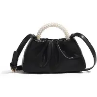 OEM Schwarze kleine Lederclutches mit Perlen für Frauen