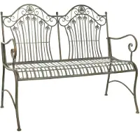 Moritz Gartenbank 113 cm Metall 2-Sitzer Antik Grün - Wetterfest Garten Terrasse Balkon Landhaus