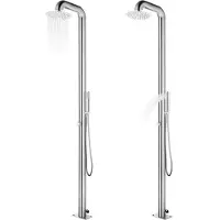 vidaXL Gartendusche mit Grauer Bodenplatte 230 cm Edelstahl