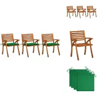 vidaXL Garten-Essstühle mit Kissen 3 Stk. Massivholz Akazie - Gartenstühle