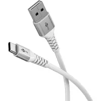 Goobay USB-C auf USB-A Supersoftes Textilkabel mit Metallsteckern, 2 m, weiß