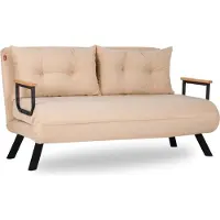 CALICOSY - Schlafsofa für 2 Personen mit Stoffbezug und Metallfüßen L133 cm – SANDO