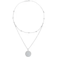 Elli Silberkette "Halskette Münze Plättchen Kristalle 925 Silber" Gr. 40, silber, Halsketten, Damen, Silber 925 (Sterlingsilber), Silberkette