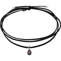 Elli Choker "Halskette Kunstleder Choker Zirkonia Tropfen Anhänger 925 Silber" Gr. 36, schwarz, Halsketten, Damen, 36,mit Steinen, Silber 925 (Sterlingsilber), Choker