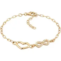 Elli Armkette "Armband Herz Infinity Glas Kristalle 925 Sterling Silber" Gr. 160, gold, Armbänder, Damen, Silber 925 (Sterlingsilber), Armkette