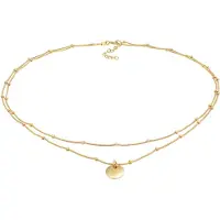 Elli Choker "Halskette Choker Layer Plättchen Kugelkette 925 Silber" Gr. 36, gold, Halsketten, Damen, ohne Stein, Silber 925 (Sterlingsilber), Choker