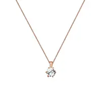 Elli Silberkette "Halskette Solitär Glas Kristalle Weiß 925 Sterling Silber" Gr. 45, rosa (rosegold), Halsketten, Damen, 45,mit Stein, Silber 925 (Sterlingsilber), Silberkette