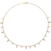 Elli Silberkette "Halskette Pink Rose 925 Silber, mit Kristallen von Swarovski" Gr. 40, gold, Halsketten, Damen, Silber 925 (Sterlingsilber), Silberkette