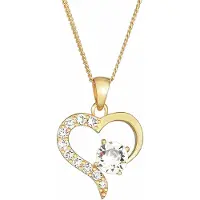 Elli Silberkette "Halskette Herz 925 Silber, mit Kristallen von Swarovski" Gr. 45, gold, Halsketten, Damen, Silber 925 (Sterlingsilber), Silberkette