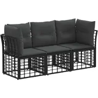 Syfax Outdoor-Sofagarnitur Schwarz Polyester