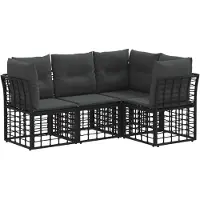 Syfax Outdoor-Sofagarnitur Schwarz Polyester
