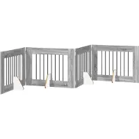 vidaXL Klappbares Hundetor mit Ständern 4 stk. Sonoma-Grau 321 cm