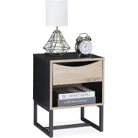 OEM Nachtisch mit Ladestation - Quadratische Schreibtischplatte mit Aufbewahrungslade für Wohn- und Schlafzimmer - 50x39x35 cm