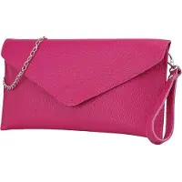 OEM Lederhandtasche schmaler Rucksack mit Kette 31,5x16,5cm Saya G369 (Rosa)
