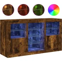 Syfax Sideboard mit LED-Leuchten Räuchereiche 123x37x67 cm