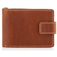 Belveder Herren Brieftasche aus Juchtleder mit Clip für Geldscheine und Karten, Leder Portemonnaie kompakt klassisch Cognac BW48
