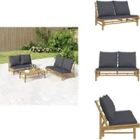 vidaXL Gartenbank mit Dunkelgrauen Kissen Bambus - Gartensofaelemente