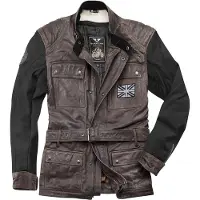 Black-Cafe London Retro Schwarz Braun Motorrad Lederjacke Größe 54