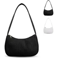OEM Schwarzes Leder-Schultertasche für Damen mit großem Innenfach