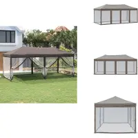 vidaXL Partyzelt Faltbar mit Seitenwänden Taupe 3x6 m - Pavillons & Partyzelte