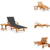 vidaXL Sonnenliege mit Tisch und Auflage Akazie Massivholz - Sonnenliegen
