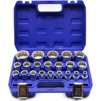 GEKO Präzisions-Steckschlüssel-Satz 21-teilig, 12-Winkel, 8-36mm, aus CrV 50BV30 Stahl, ideal für Sechskant-, Torx- und Zoll-Schrauben, im Kunststoffkoffer.