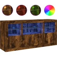 Syfax Sideboard mit LED-Leuchten Räuchereiche 142,5x37x67 cm
