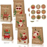 JMXZ Azomor Set von 12 n Weihnachtsgeschenktüten mit festlichen Mustern und Aufklebern