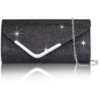 OEM Elegante Damen-Shouldertasche mit Pailletten, abnehmbarer Kette, schwarz