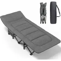 Markenlos Campingbett faltbar, robust für Erwachsene, belastbar bis 250 kg - grau