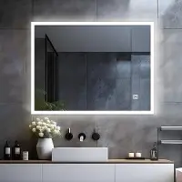OEM LED Spiegel mit Touch Control, 80x60 cm, 6500K, vertikal/horizontal montierbar