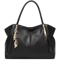 OEM Elegante Leder Crossbody-Tas, groß, wasserdicht, schwarz, für Arbeit, Reisen, Einkauf
