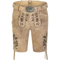 Spieth & Wensky Lederhose "Hofmeister", Herren, Gr. 50, N-Gr, braun (lombok schwarz), Obermaterial: 100% Lammleder LEL., uni, festlich, regular fit, Hosen Lederhose, mit Stickerei am Beinabschluss