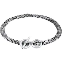 KUZZOI Armkette "Armband Männer Kordelkette T-Bone Oxidiert 925 Silber" Gr. 190, grau, Armbänder, Herren, Silber 925 (Sterlingsilber), Armkette