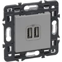 Legrand Ventil mit 2 USB Typ A Komplett montiertes Aluminiumgerät - 741331