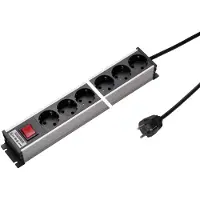 Kaiser Martin Aluminium-Steckdosenleiste 10-fach 45 Grad mit Schalterkabel (Europäische Steckdose) - 1301ZL10SW15 [10 Stück]