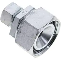 Tameson 15L & 35L Verzinkter Stahl Gerade Schneidverschraubung mit Drehgelenk 160 bar NBR O-Ring Dichtungskonus ISO 8434-1